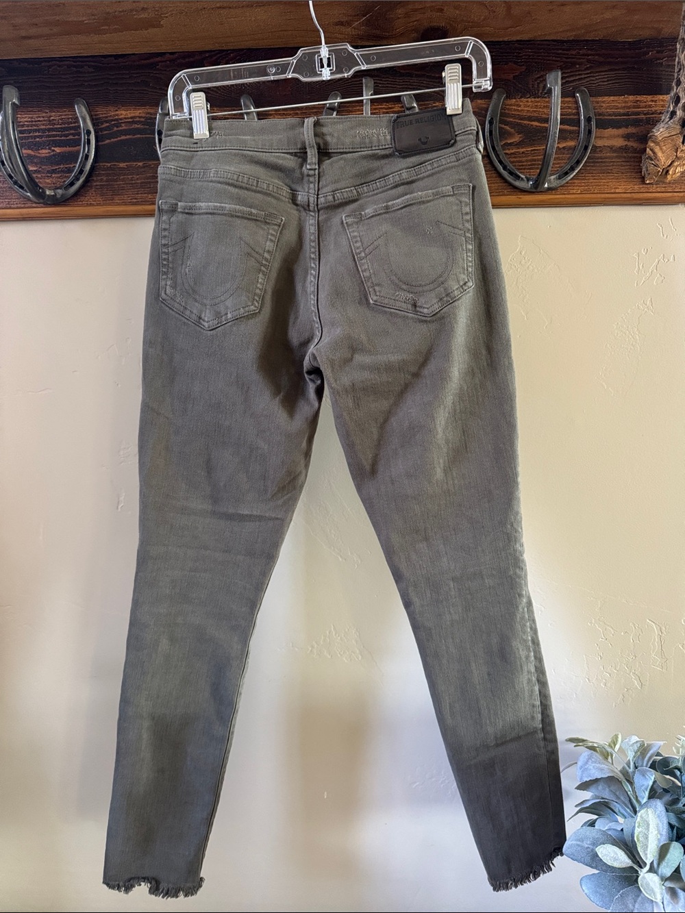 True Religion Olive Grey Slim Jeans